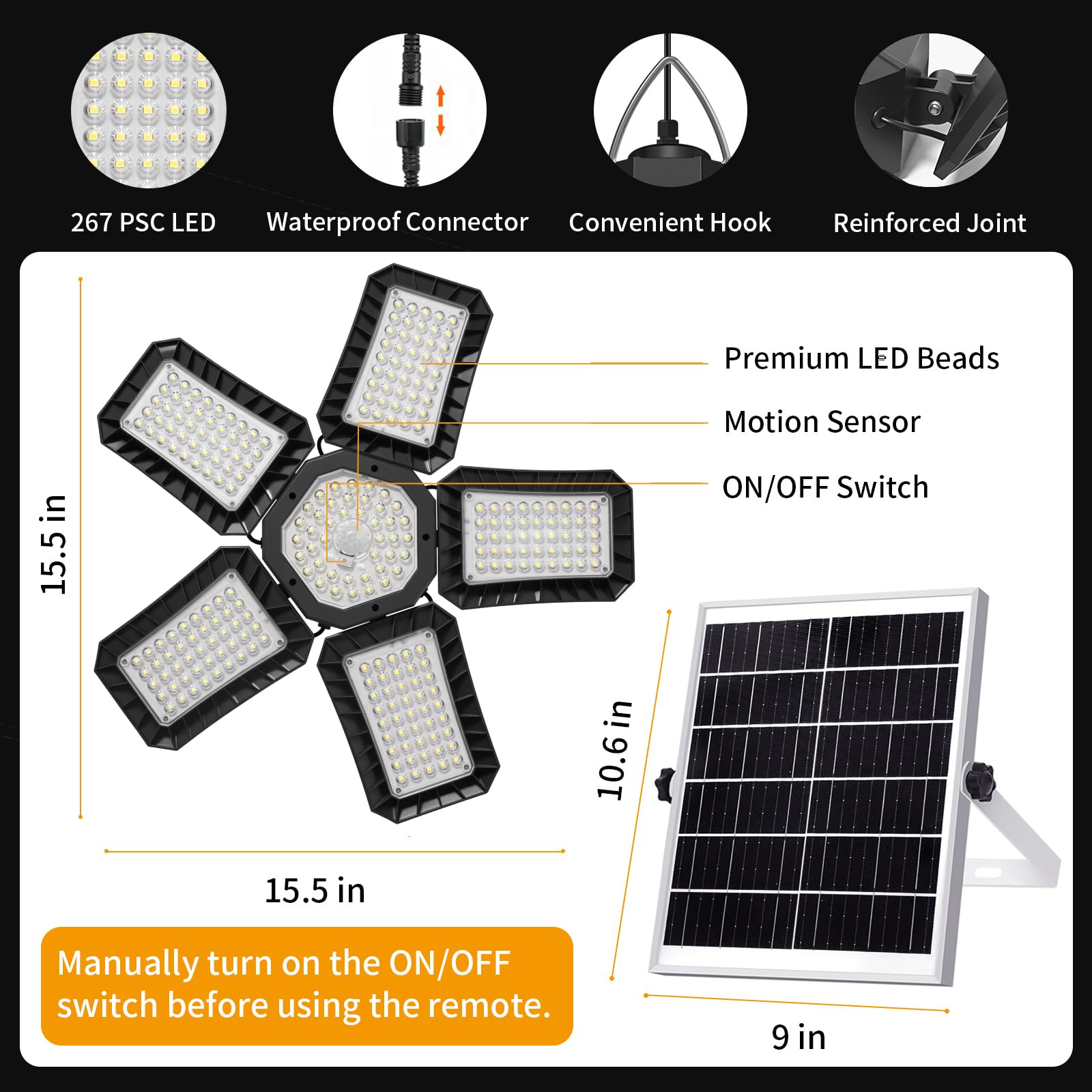 Auzev solar-light IP65 weatherproof rating ensures year-round outdoor use