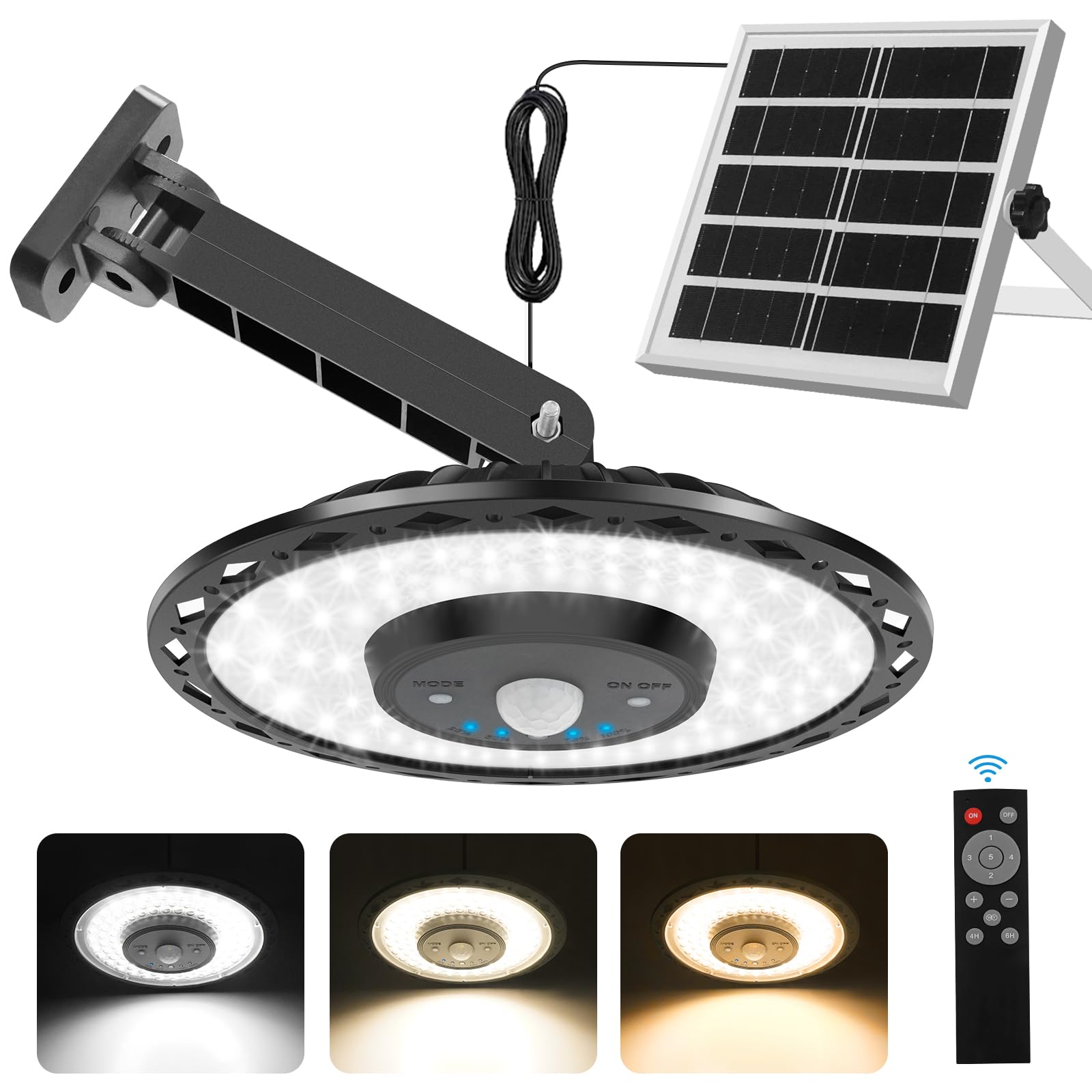 Auzev solar light panel with dusk-to-dawn operation for versatile lighting.