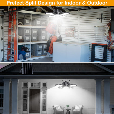 Auzev solar shed light four-head panels brighten wide areas.