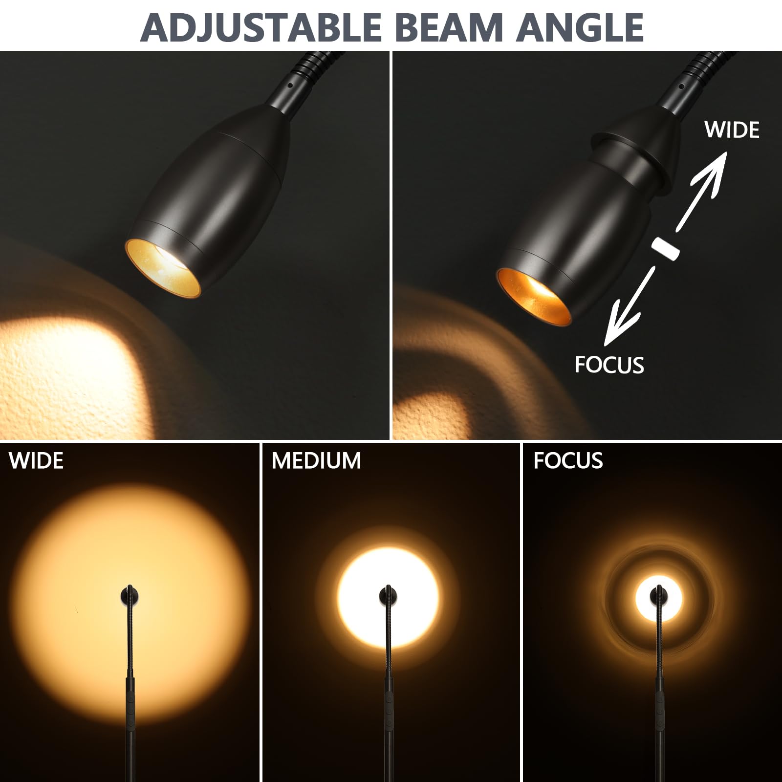 AUZONIMICS Flexible Gooseneck spotlight directs light precisely for reading or crafts.