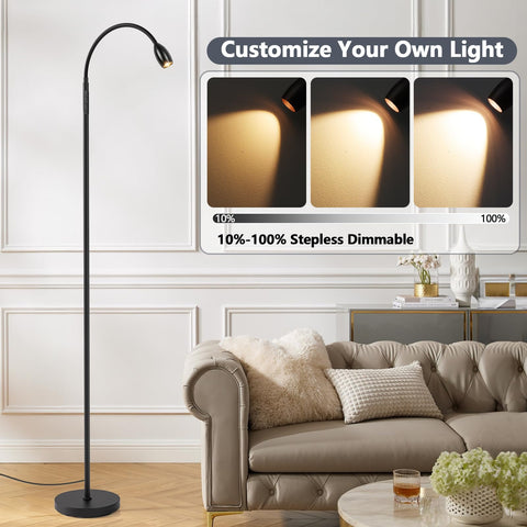 AUZONIMICS Reading Floor Lamp matte black finish fits modern décor.