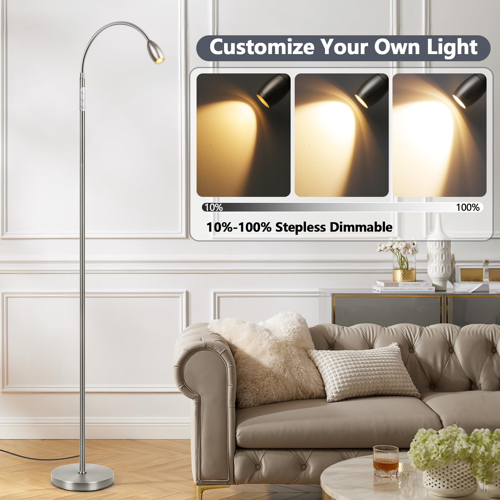 AUZONIMICS Brushed nickel finish suits bedrooms and living spaces.