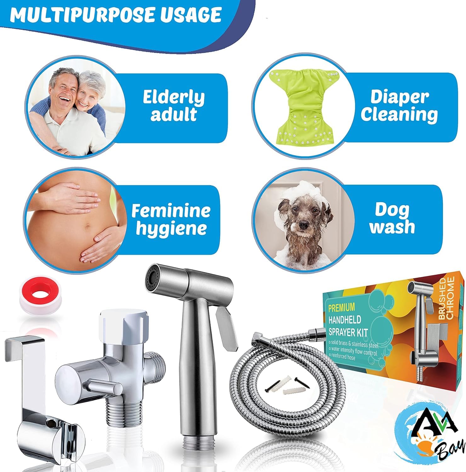 AVAbay muslim-shower use showcases practical personal cleansing with water-friendly design.