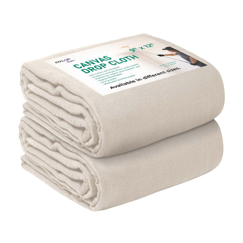 Avalon Home canvas drop cloth spread on floor to protect surfaces during painting.