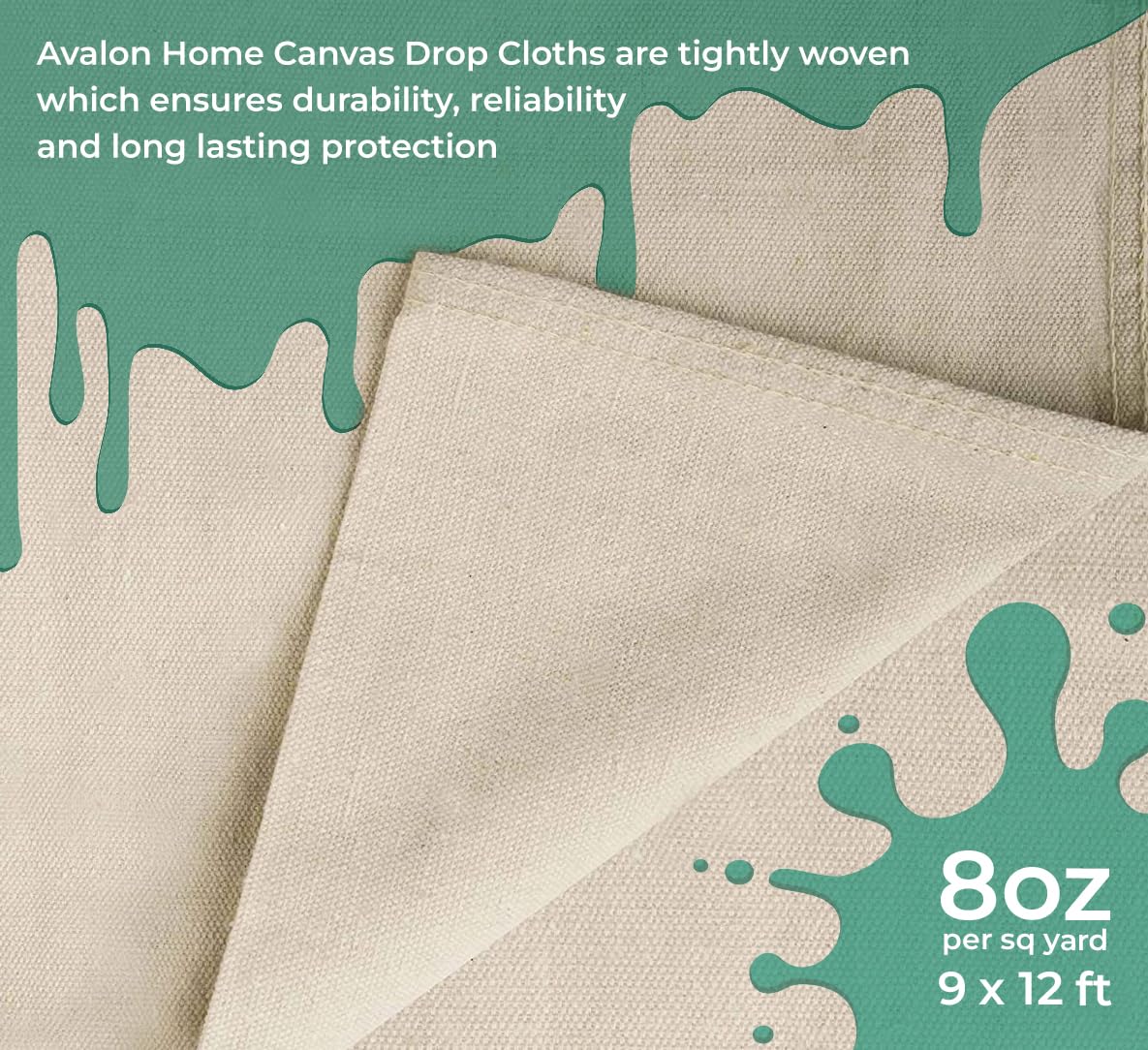 Durable 9x12 ft Avalon Home tarp guarding walls and floors.