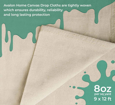 Durable 9x12 ft Avalon Home tarp guarding walls and floors.