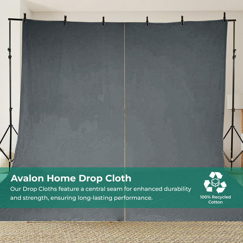 Avalon Home eco-friendly canvas tarp protects floors without plastic waste