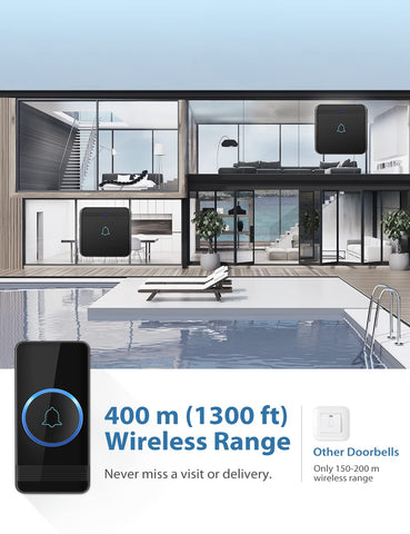 AVANTEK D-3B range up to 1300 ft for distant door alerts.