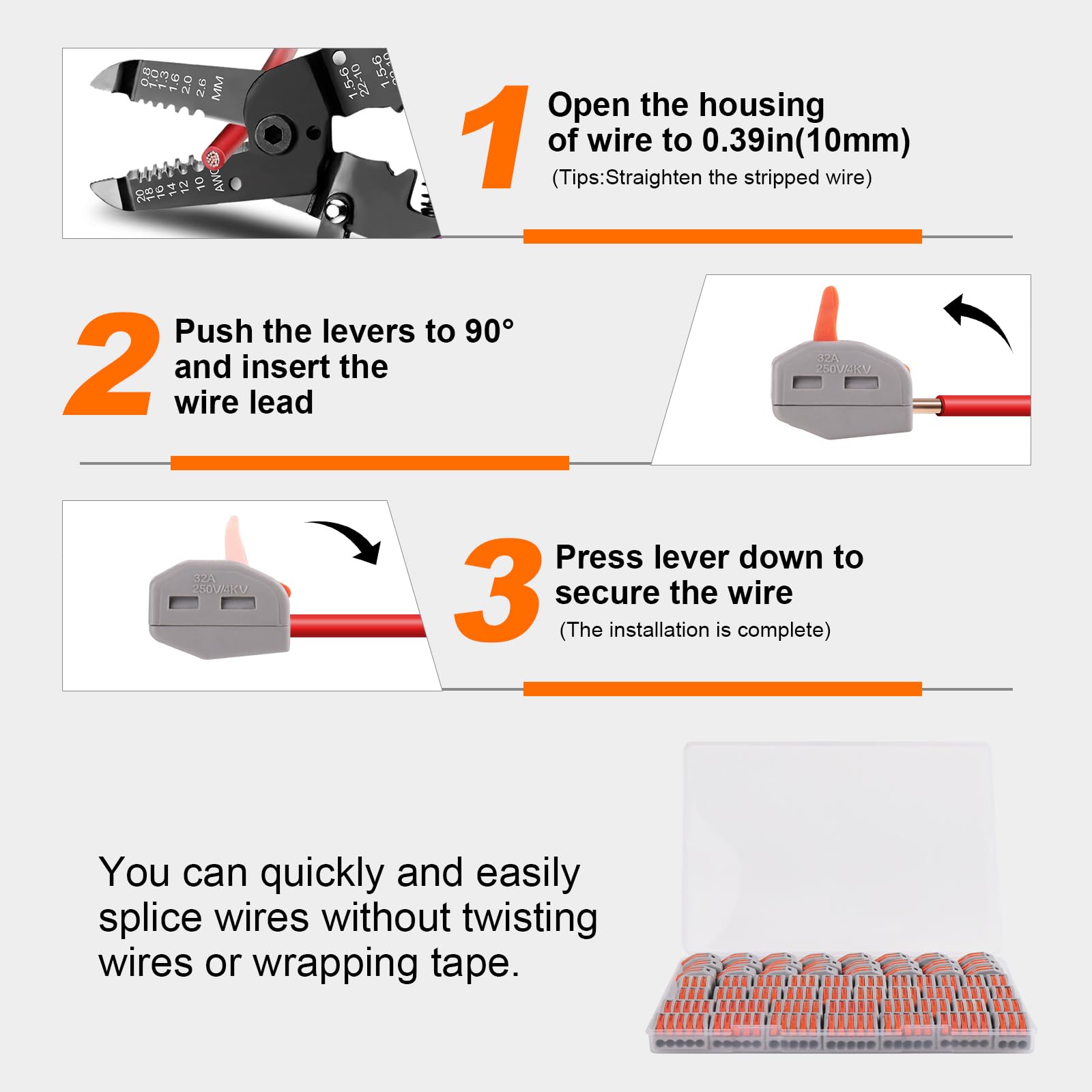 AVARBUVO spring-lever action enabling tool-free insertion and secure connections.