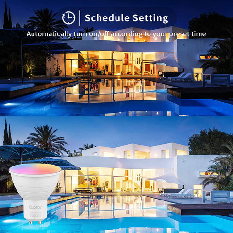 Avatar Controls GU10 bulbs showing 2700K–6500K brightness range