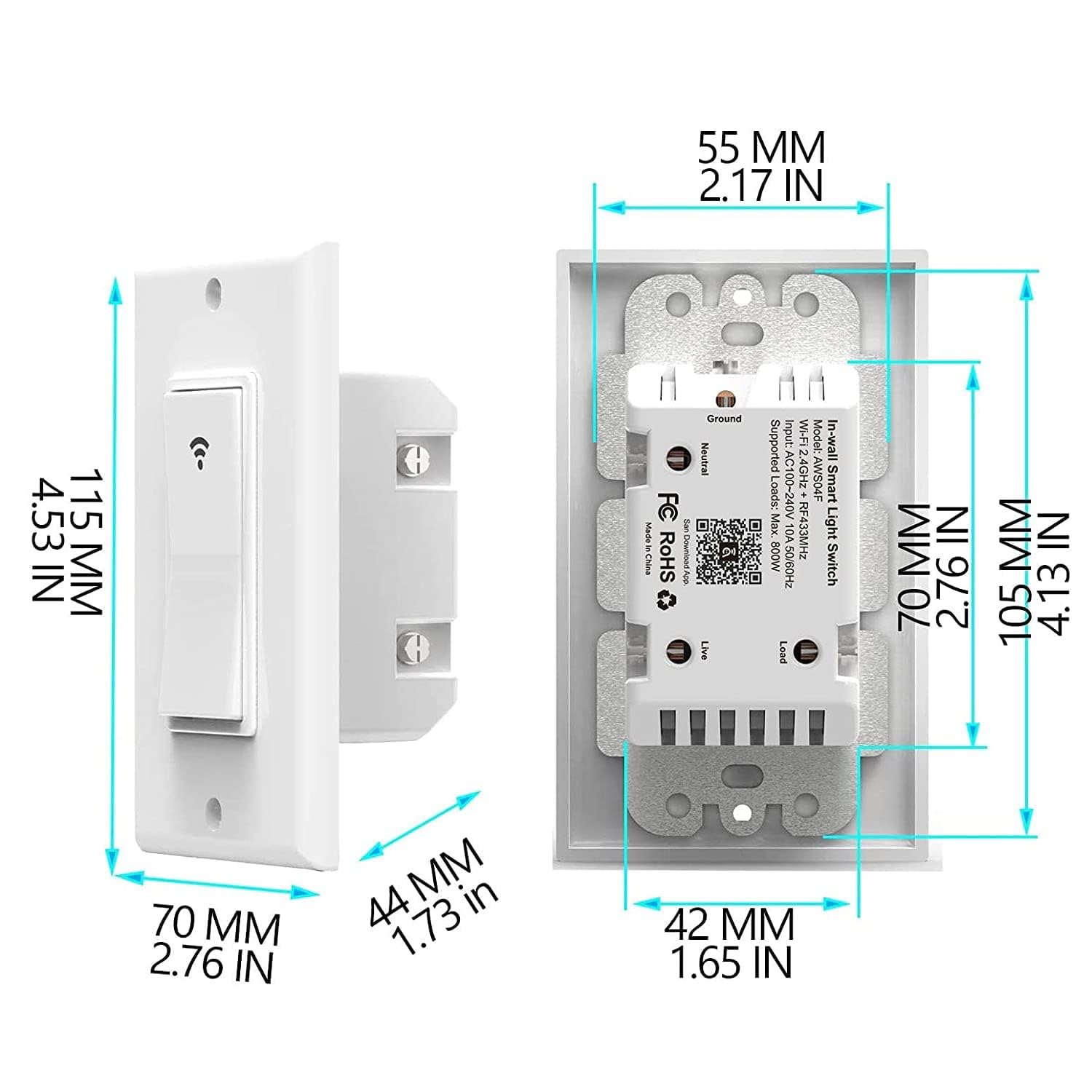 Avatar Controls single-pole no-hub setup mounted in a standard wall box