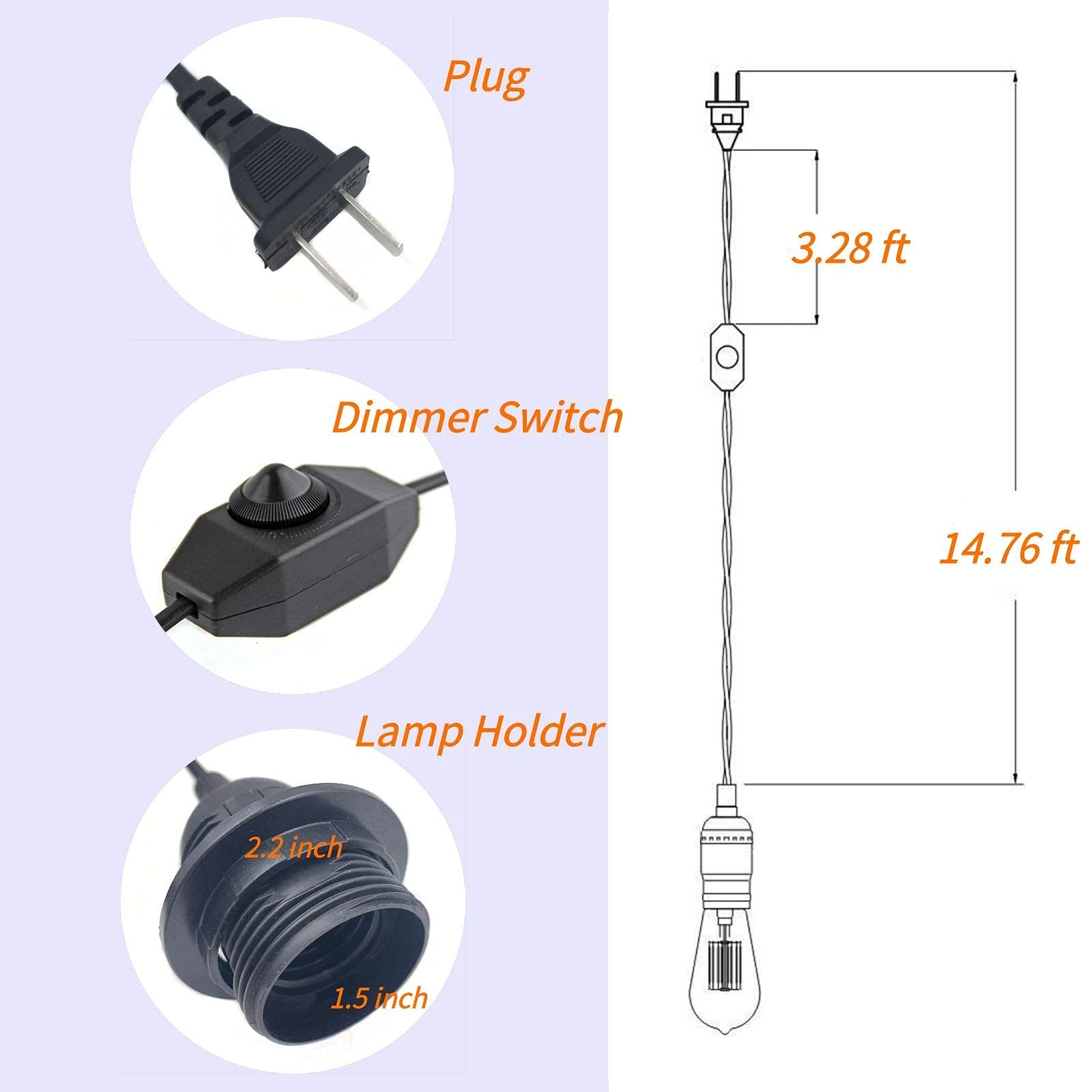 AVCITY plug-in hanging install enables portable lighting anywhere with a wall outlet.