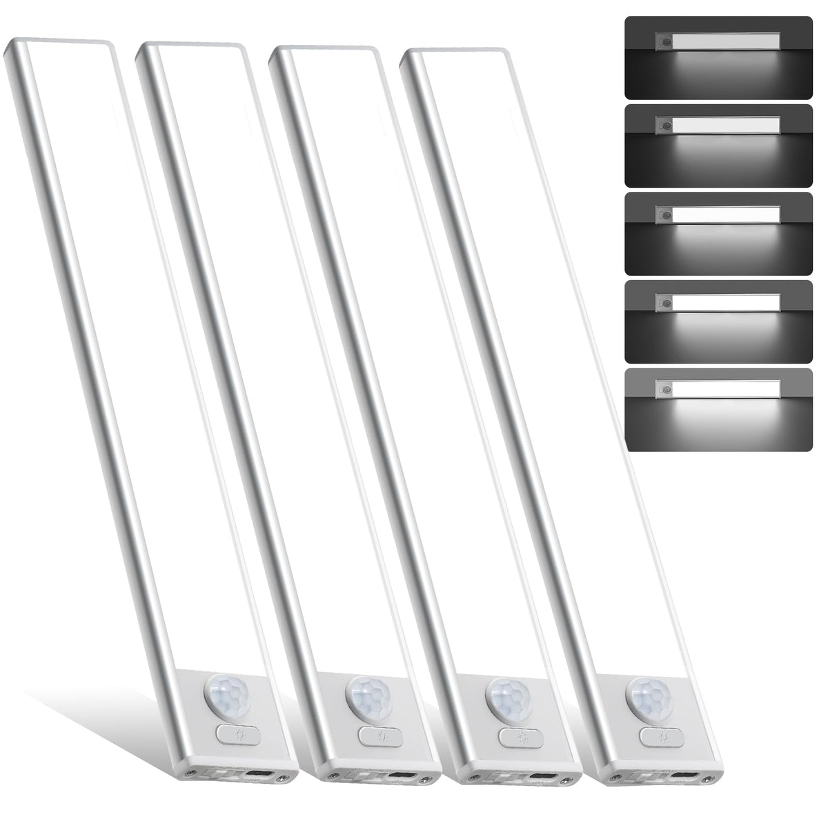 AVEVA 4-pack under-cabinet lighting with magnetic installation for fast setup and versatile placement.
