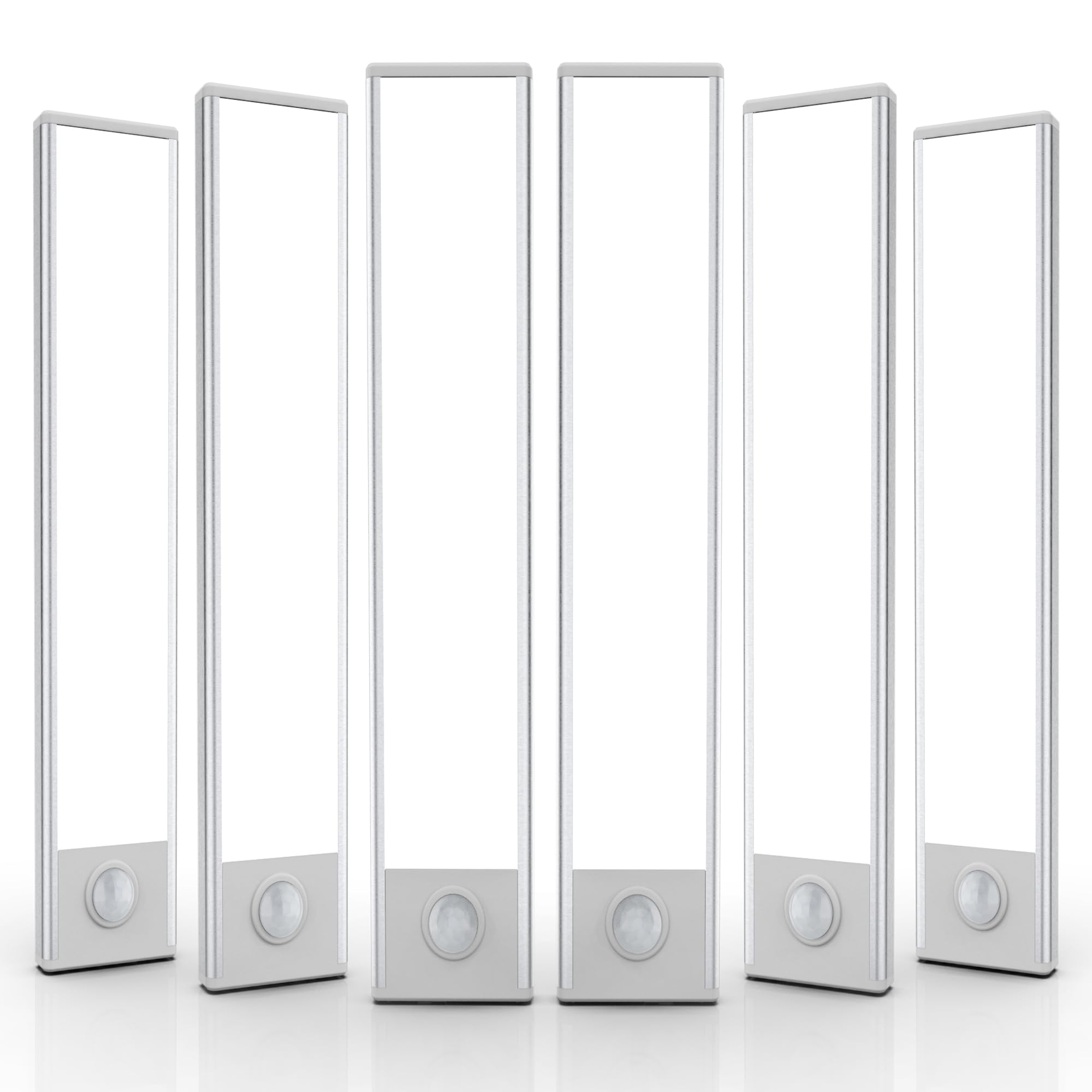AVEVA 50-LED motion sensor under-cabinet lights illuminate kitchen spaces.