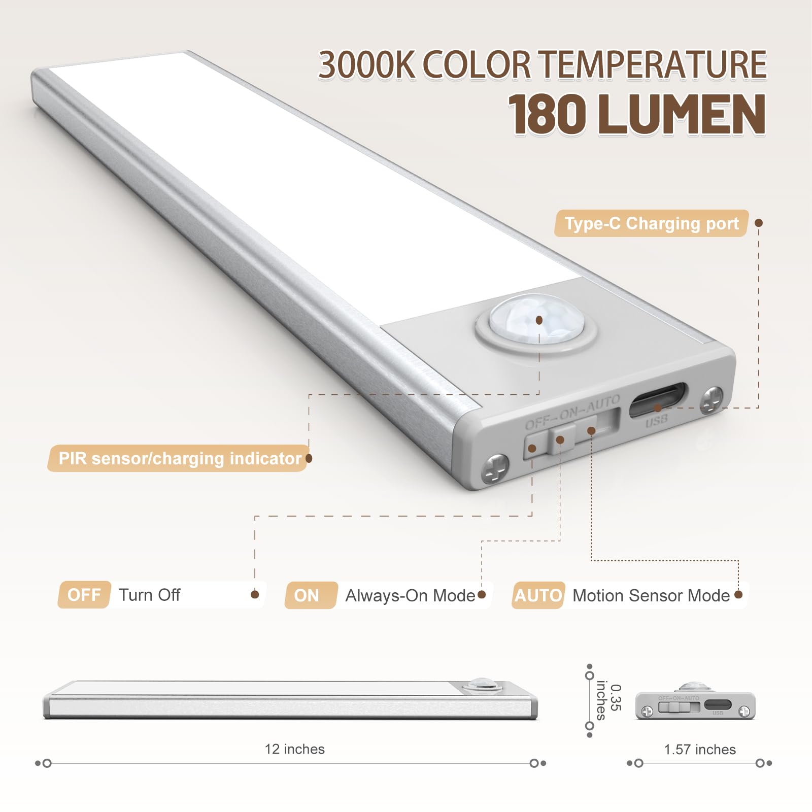 AVEVA fade-in fade-out technology delivers gentle illumination for closets.