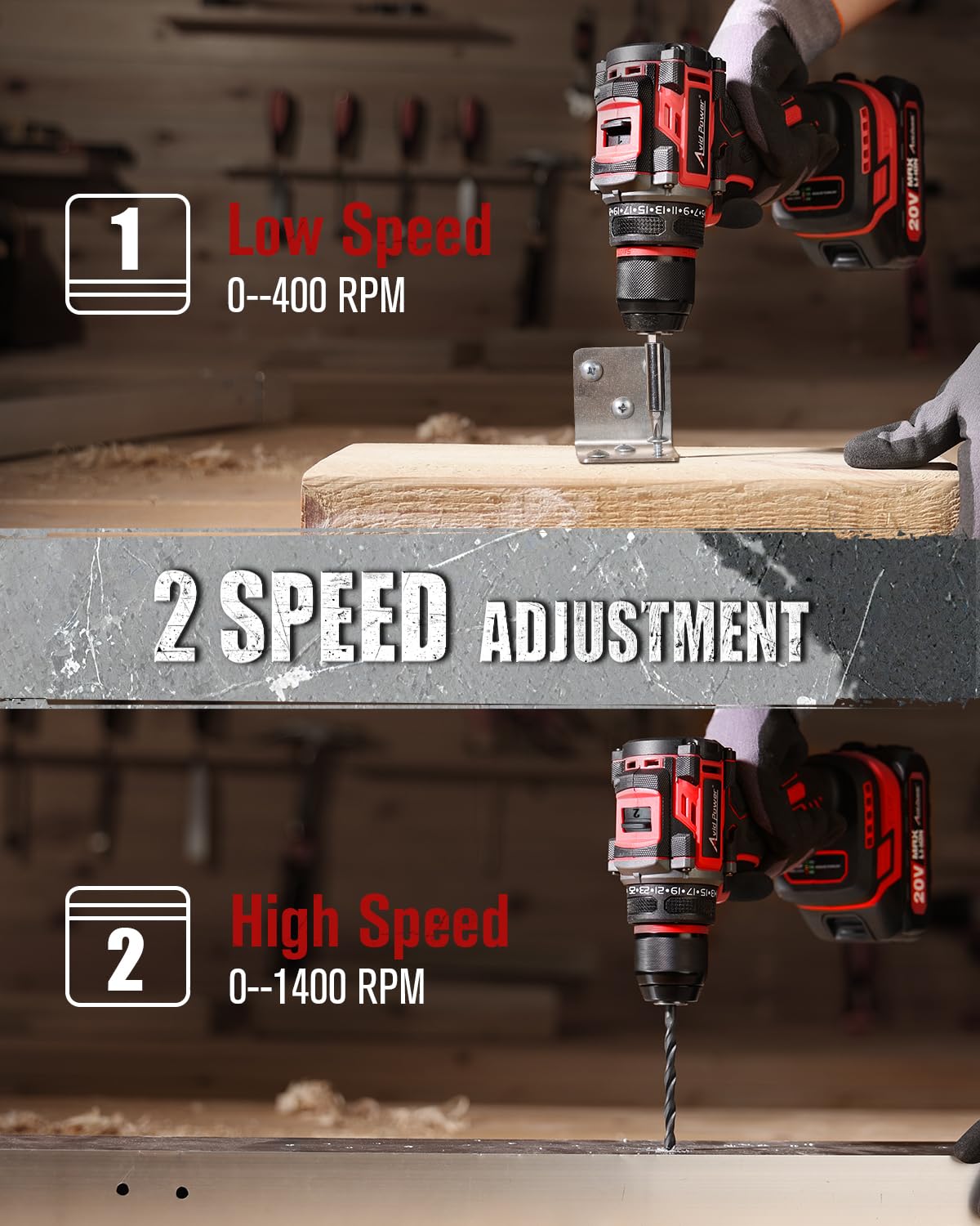 AVID POWER 2-speed gearbox offers precise control for driving and drilling