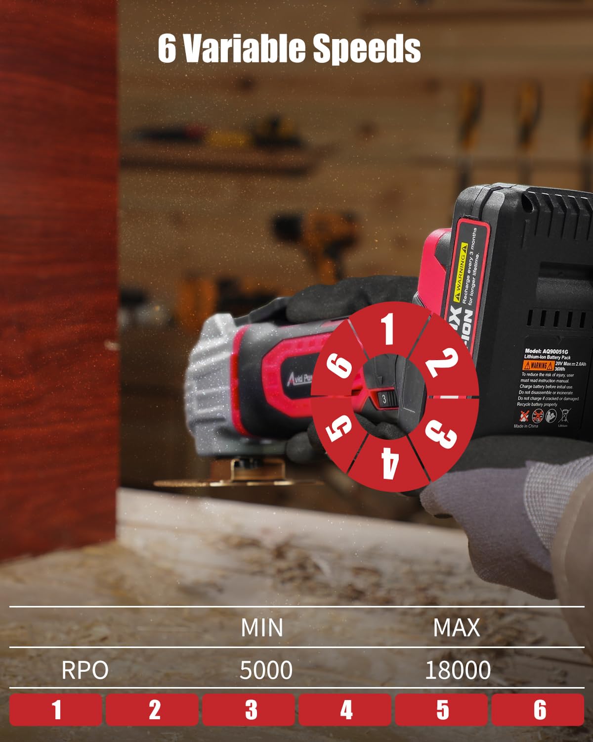 AVID POWER 20V battery and charger in use for quick recharges.