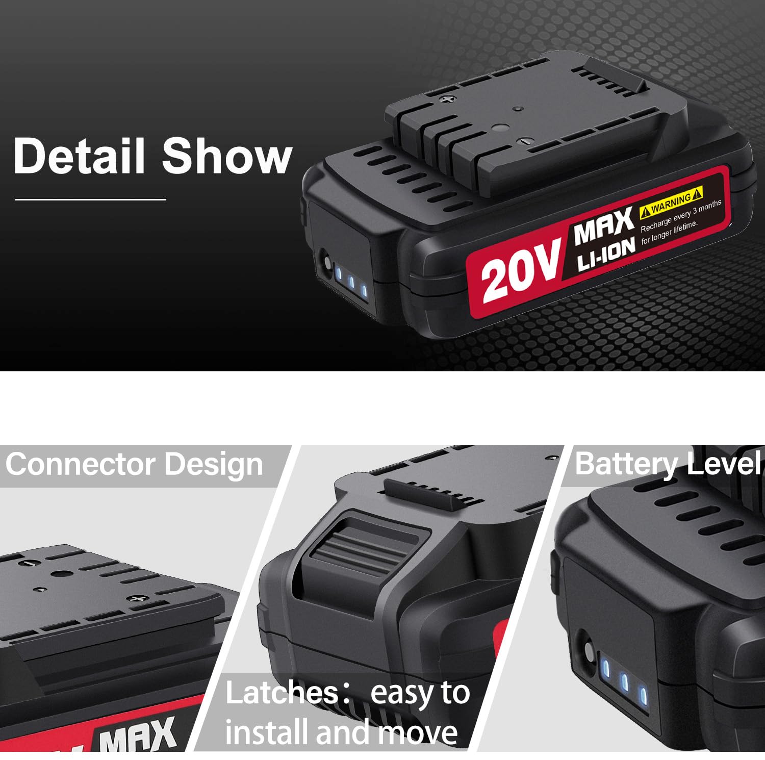 AVID POWER 20V battery after charging in a bright workspace