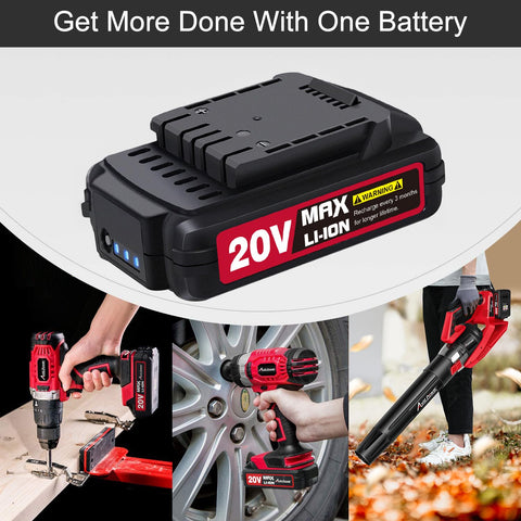 AVID POWER 20V battery installed on cordless tool for longer runtime