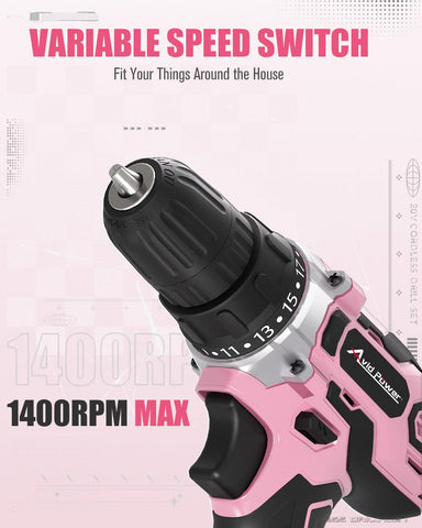 Close-up of AVID POWER 3/8-inch keyless chuck and grip for precise bit changes