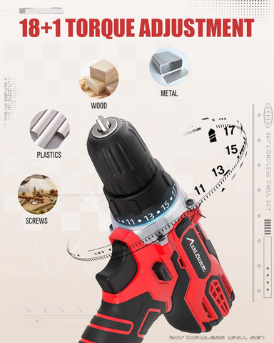 3/8-inch keyless chuck on AVID POWER drill for quick bit changes.