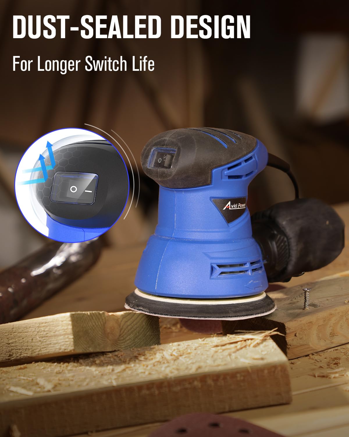 AVID POWER sander bundle includes 12 papers for varying grit needs.