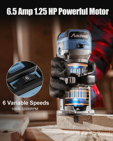 AVID POWER router side view highlights balanced weight for smoother cuts