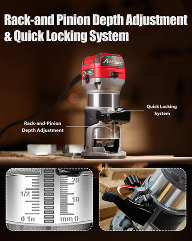 AVID POWER router depth adjustment enabling precise, repeatable cuts