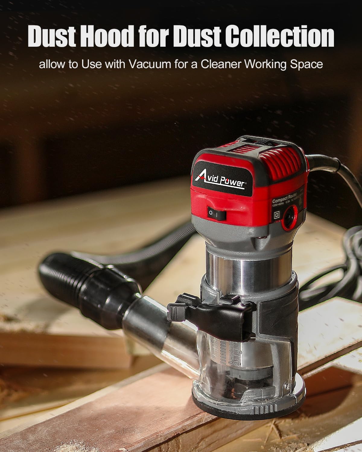 AVID POWER router ergonomic handle provides comfortable grip during use