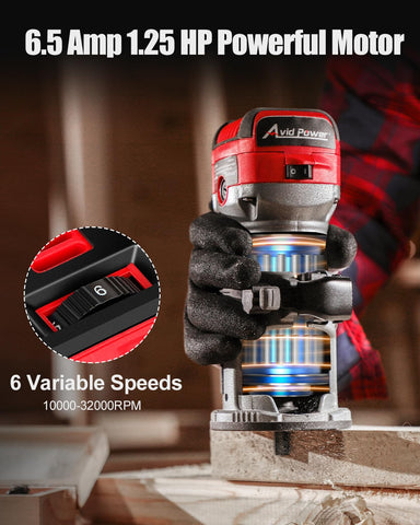 AVID POWER router variable speed dial for material-specific control