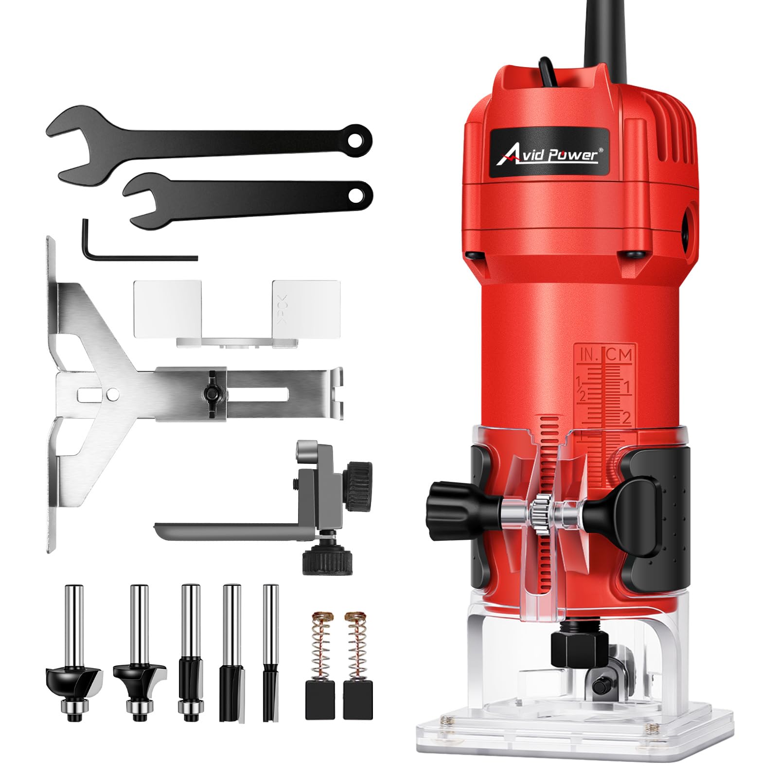 AVID POWER 630W router base for stable grip and precise cuts.