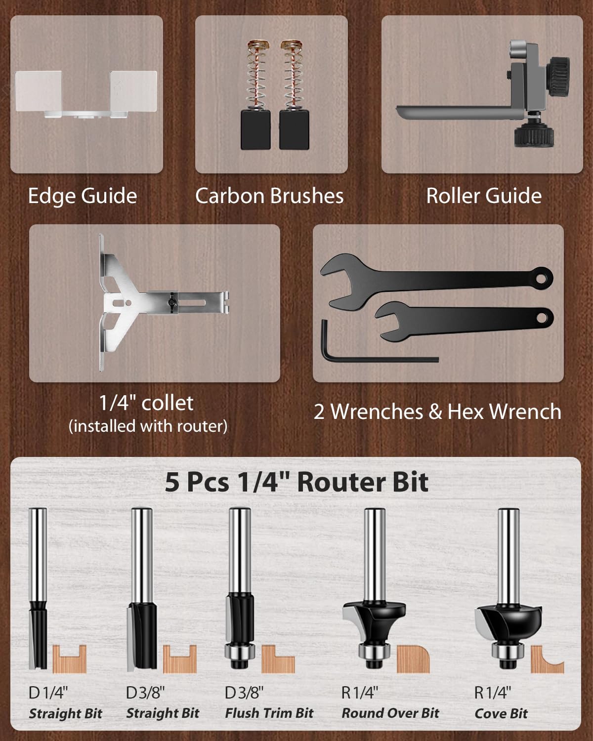 AVID POWER 630W included wrenches simplify bit swaps.