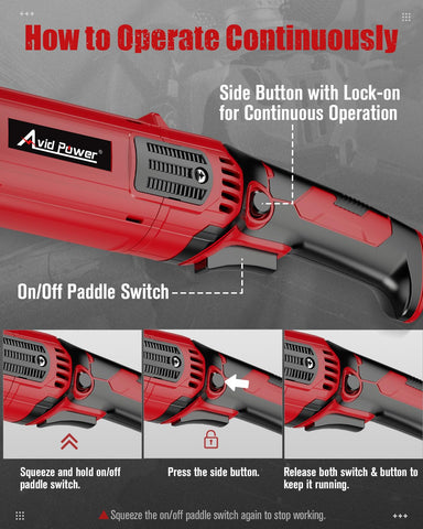 AVID POWER paddle switch with lock-on for fatigue-free continuous work