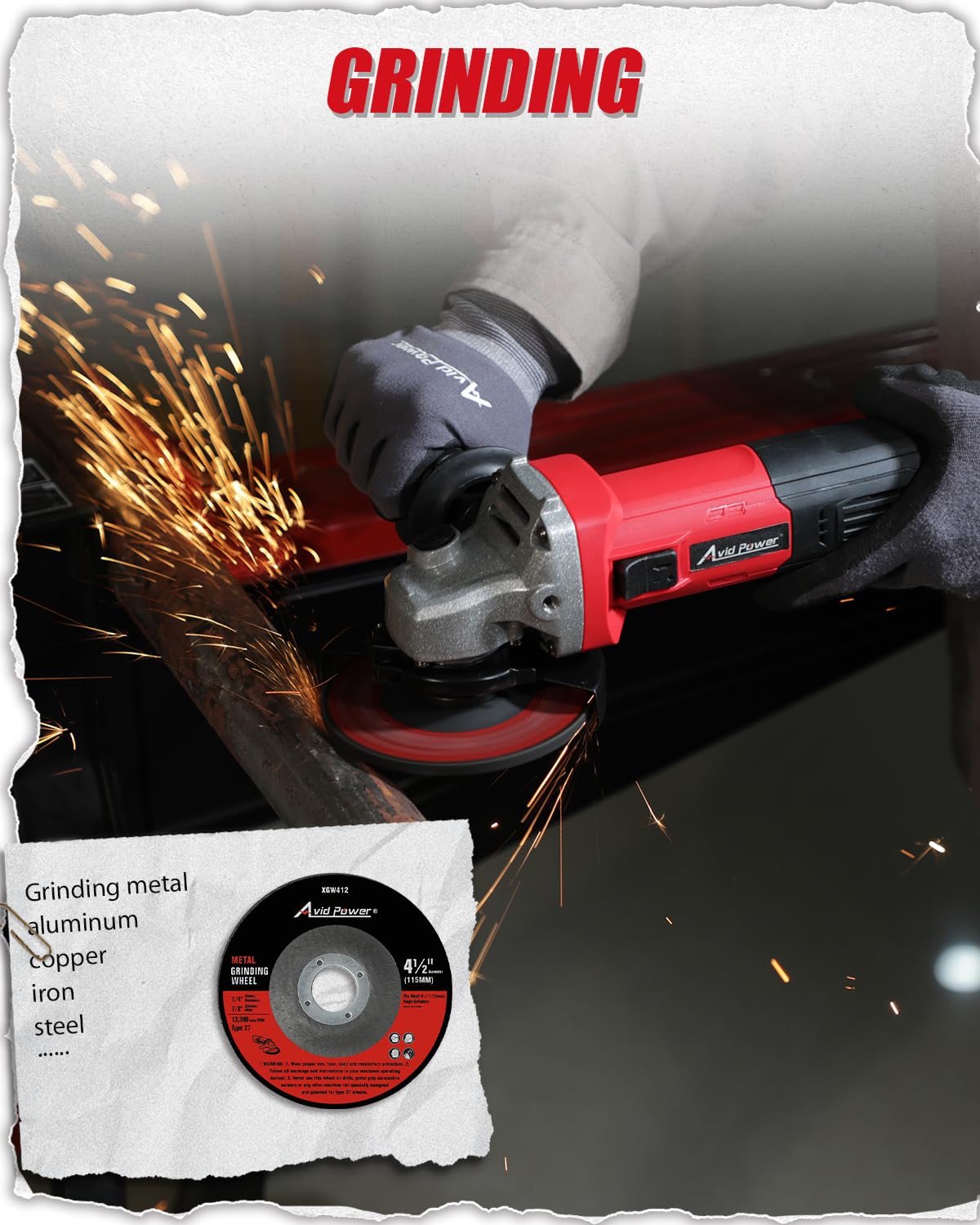 AVID POWER 4-1/2 inch cutting wheel included for quick metal cuts