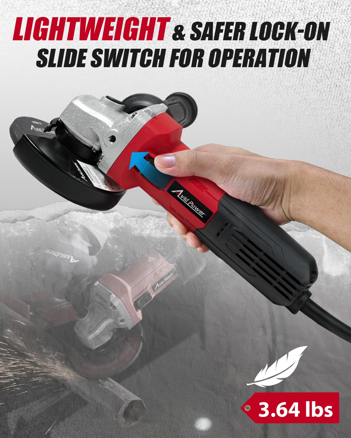 AVID POWER ergonomic design reduces fatigue during long grinding sessions.