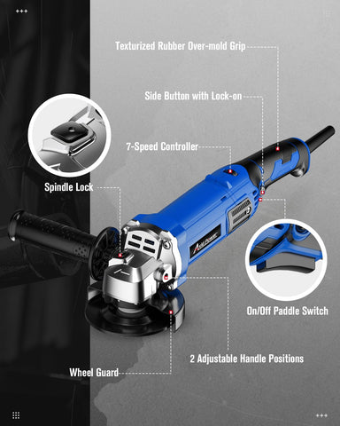Lock-nut wrench and carbon brushes included with AVID POWER grinder