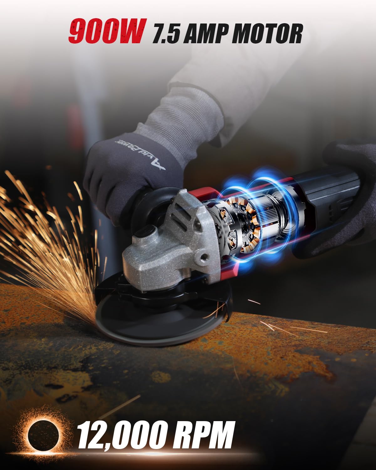 AVID POWER grinder with side handle for improved control during cutting