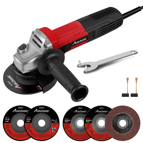 AVID POWER angle grinder with side handle for improved control during cuts.