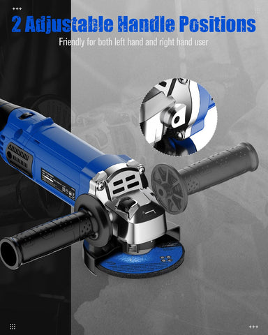 Two-position side handle on AVID POWER grinder for better control