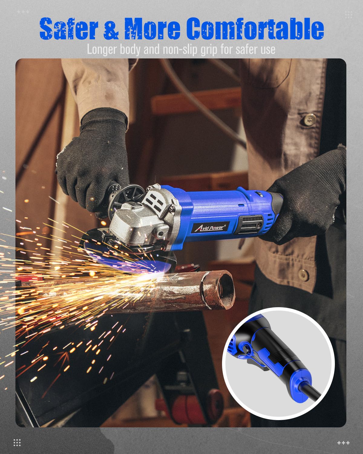 Spindle lock feature on AVID POWER grinder speeds wheel changes