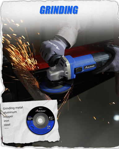 AVID POWER angle grinder spindle lock enables quick wheel changes.