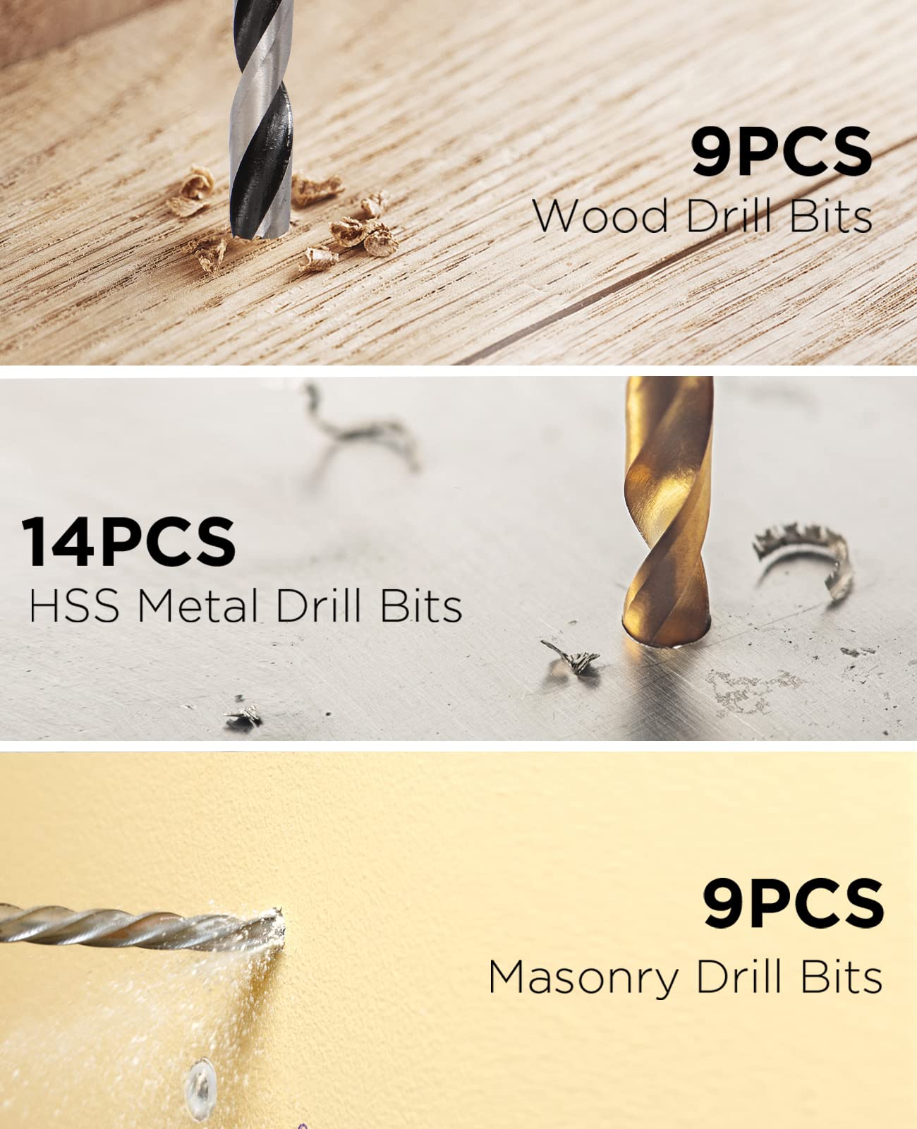 AVID POWER Brad Point wood drill bits highlight precise wood hole drilling