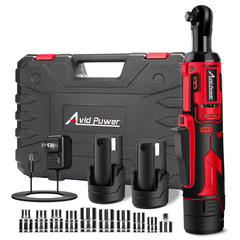 AVID POWER cordless ratchet wrench with 3/8-inch head for tight spots and auto repair.