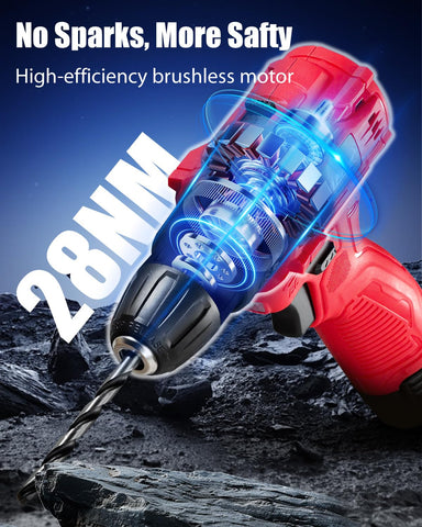 AVID POWER drill 3-8 inch keyless chuck enables quick bit changes.