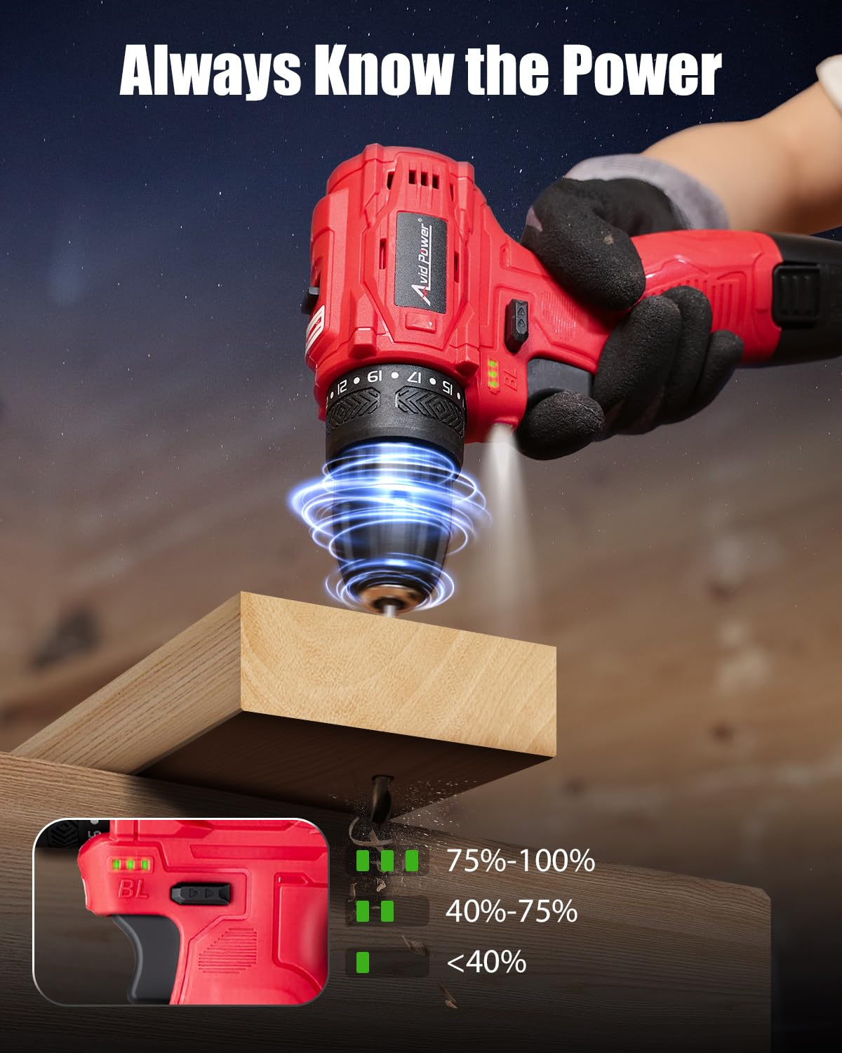 AVID POWER drill on brick or metal for tough materials.