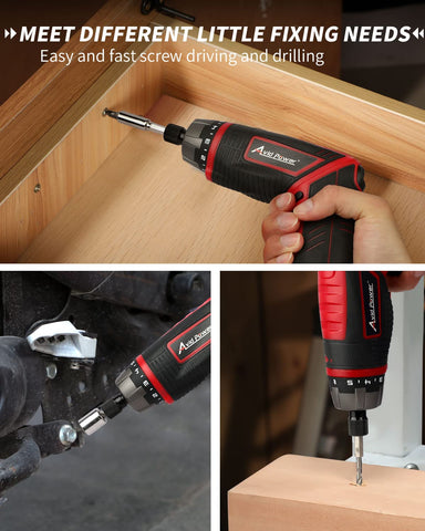 AVID POWER 44-piece accessory kit covers bits, sockets, and drilling bits.