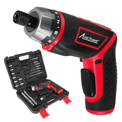 AVID POWER electric screwdriver with metal chuck enables quick accessory changes.