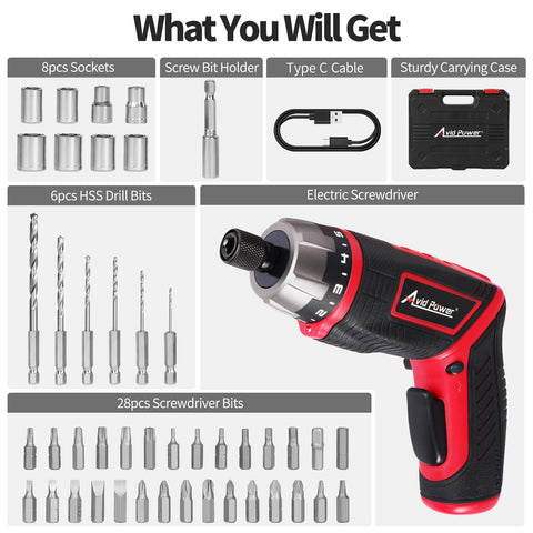 AVID POWER screwdriver in use on wood for light drilling.