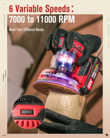AVID POWER ergonomic rubber grip enhances sanding comfort.