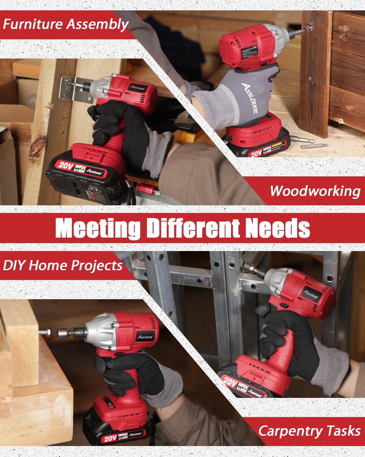 AVID POWER in-use screw driving with impact driver in action